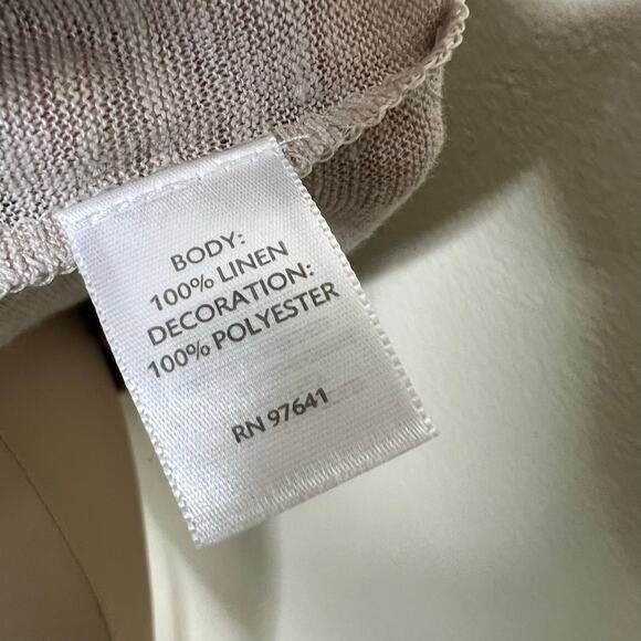 J. Jill Love Linen Top Large Womens Beige Sequin Embroidered Bohemian Boat Neck - Picture 9 of 9